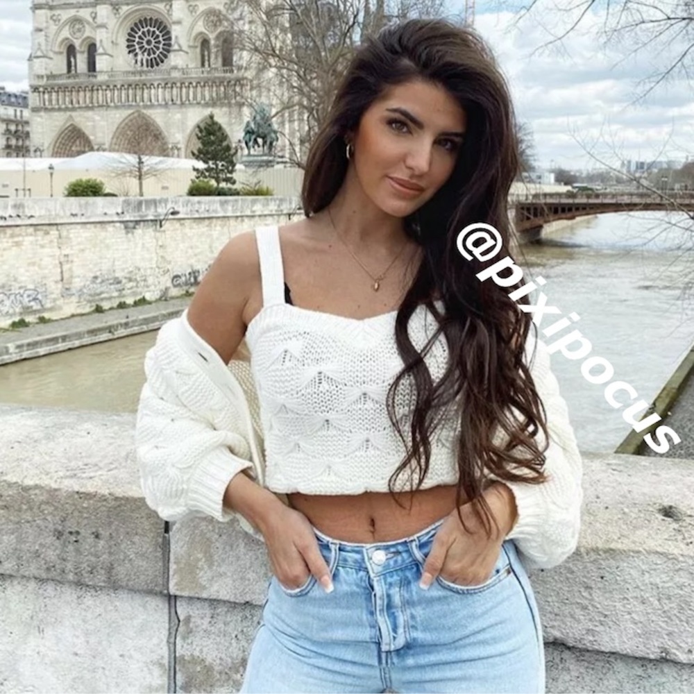 NWT Zara Textured Knit Crop Top White Medium - Picture 1 of 11